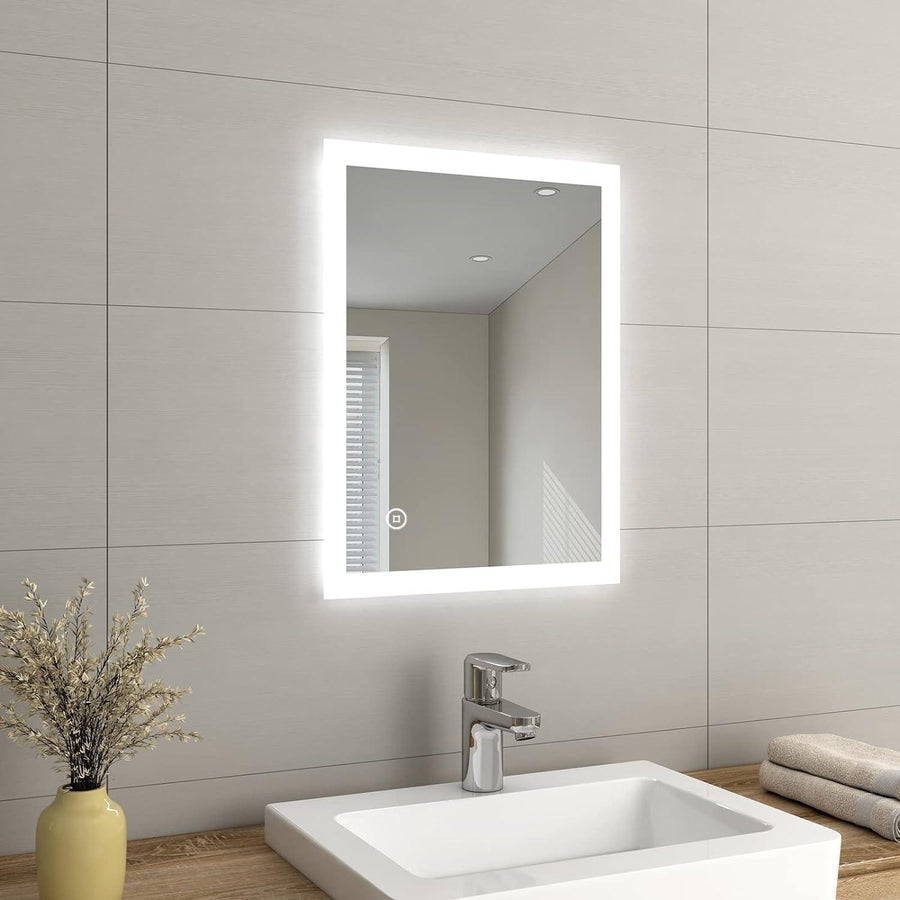EMKE Bathroom Mirror with LED Lights 450 x 600 mm, Frameless - Massive Discounts