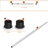 Extendable Shower Curtain Rod No Drilling 70-110CM White Adjustable - Massive Discounts