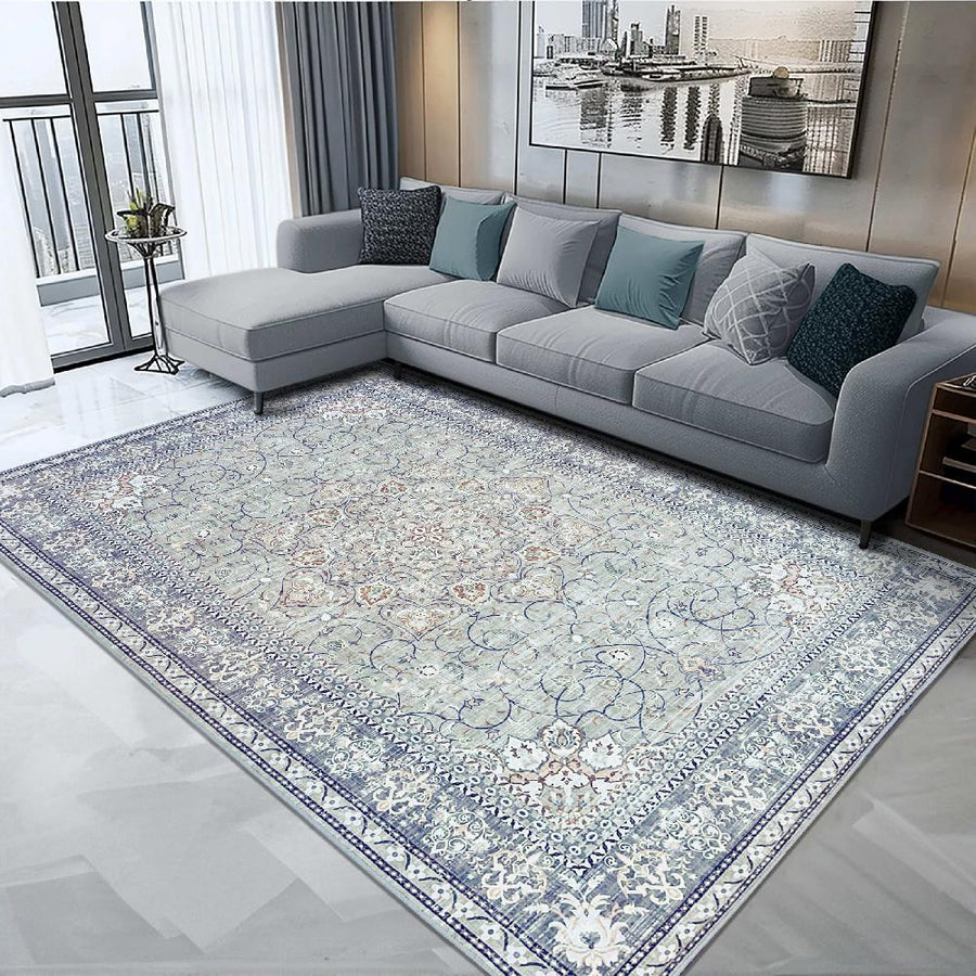 Washable Area Rug 120x180cm Non Slip Pet Friendly Grey Copper Vernal