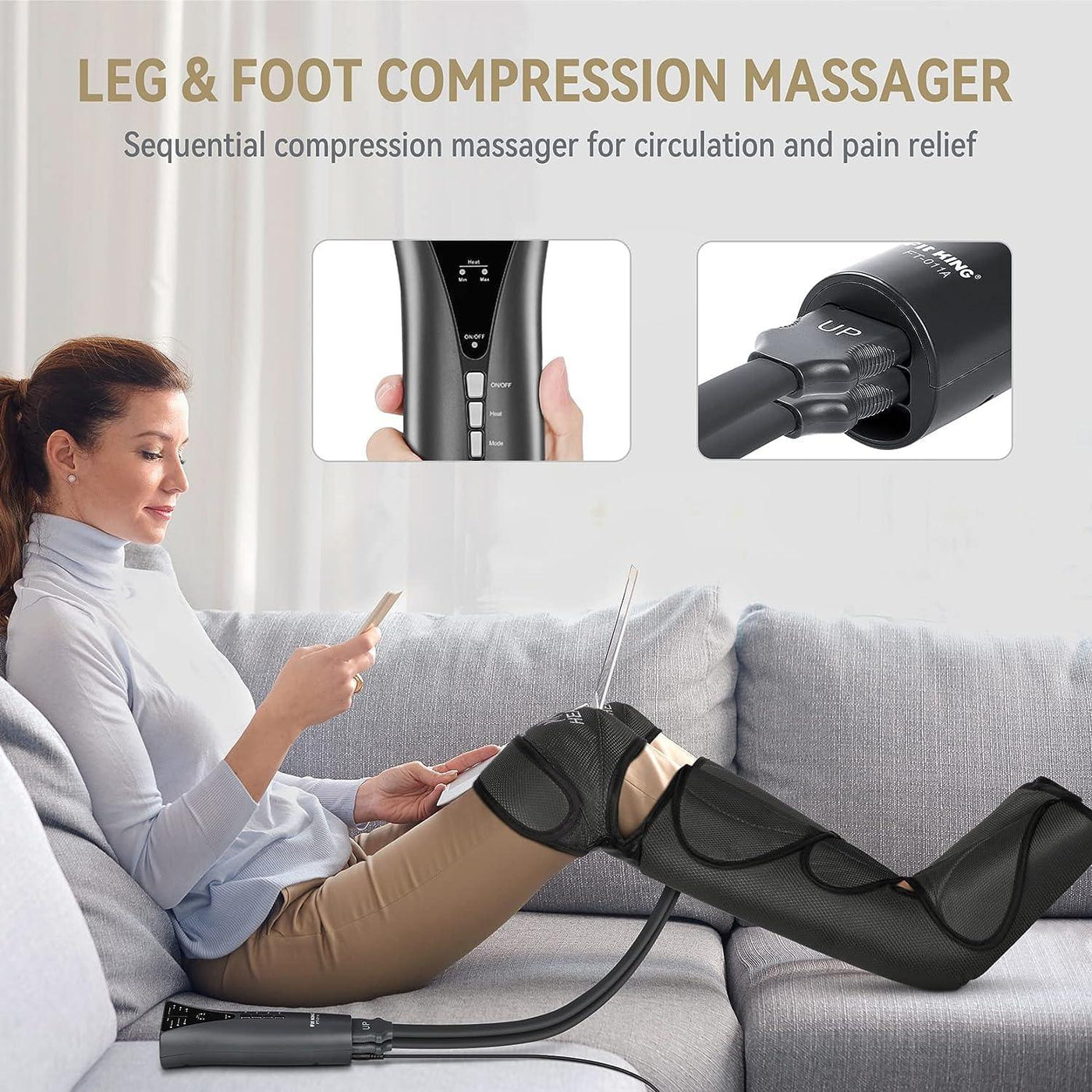 FIT KING Air Compression Leg Massager with Knee Heat, Feet Massager - Massive Discounts