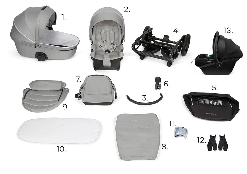 3 in 1 Travel System Pram Pushchair Carrycot Car Seat Noordi Fjordi