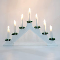 Flameless Candle Bridge Lights, Battery Operated 7 Branch White Red - Massive Discounts