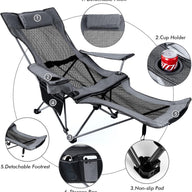 Foldable Camping Chair with Adjustable Recliner & Integrated Footrest - Massive Discounts