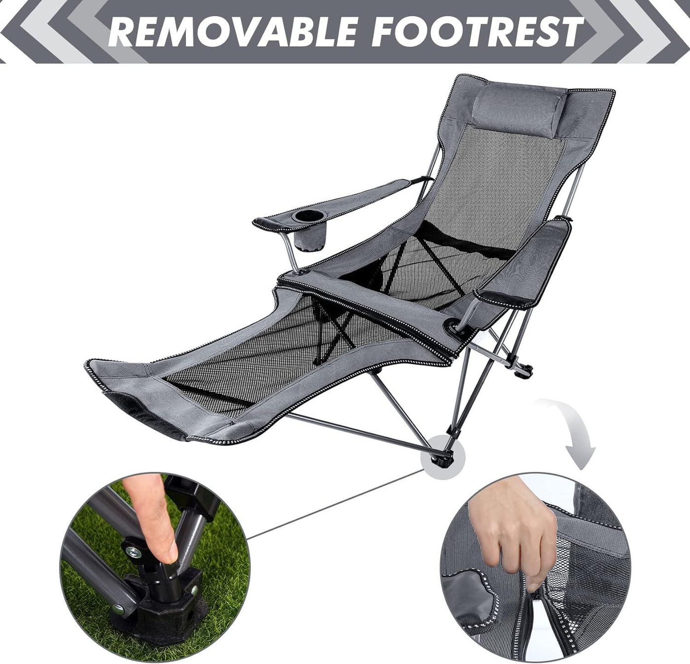 Foldable Camping Chair with Adjustable Recliner & Integrated Footrest - Massive Discounts