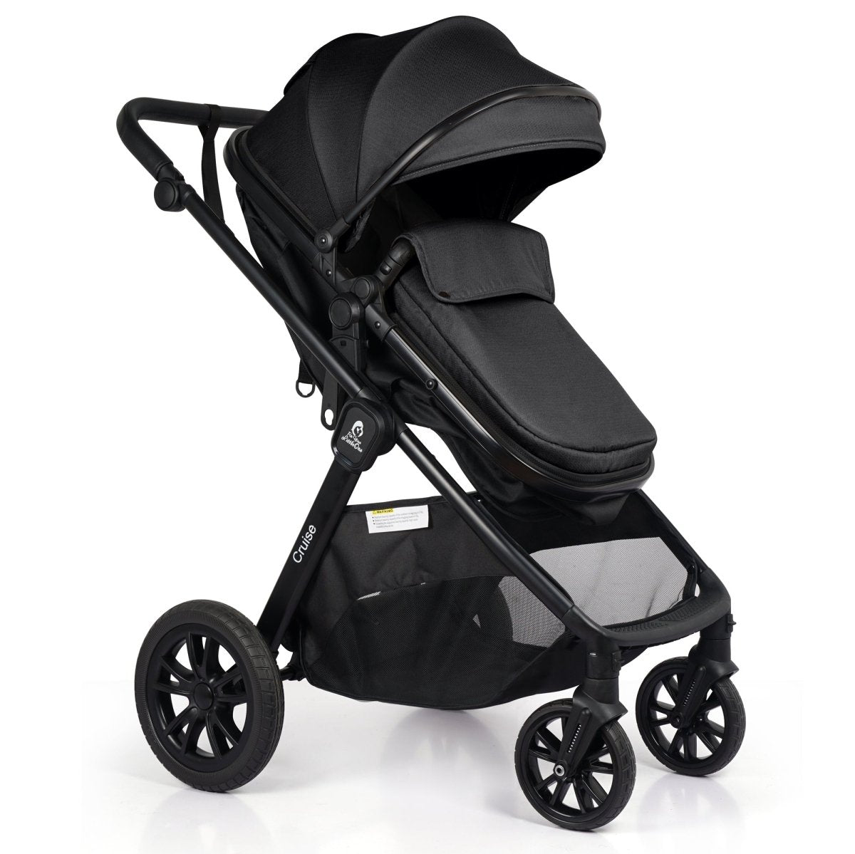 Black stroller on a white background