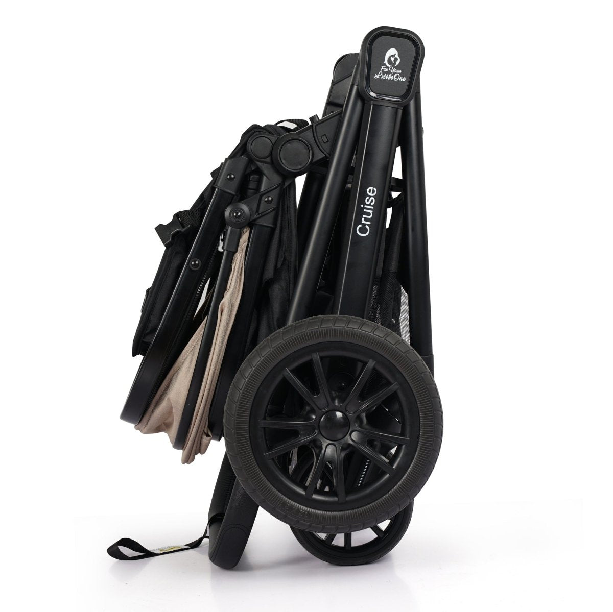 Black stroller with 'Cruze' branding on a white background