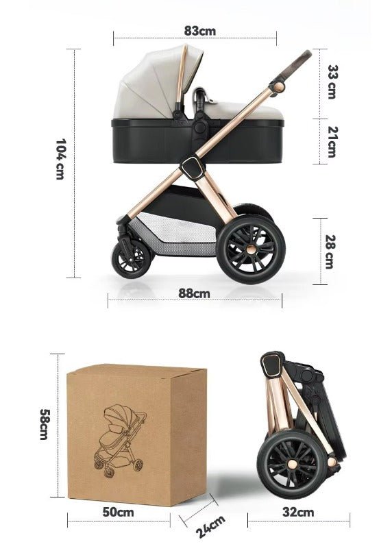 3 in 1 Travel System Baby Stroller with Car Seat Blush Rose Foryourlittleone