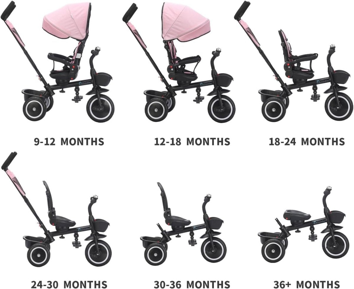 6 in 1 Kids Trike V3 Pink 9m to 5y Foldable Foryourlittleone