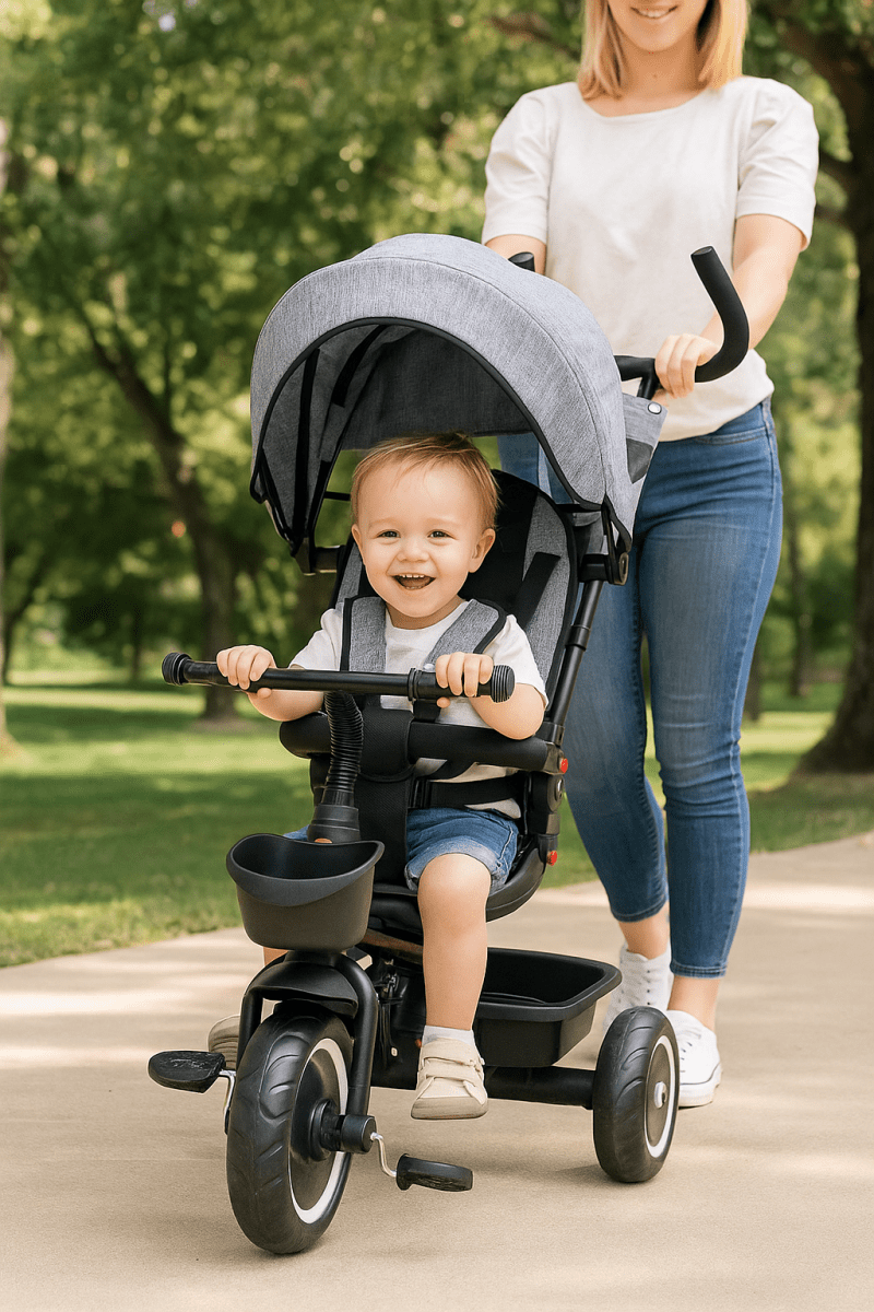 6 in 1 Kids Trike V3 Grey 9m to 5y Foldable Foryourlittleone