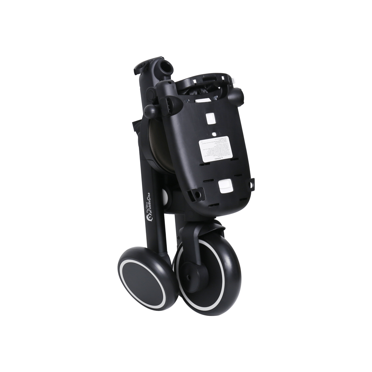 Black scooter with wheels on a white background