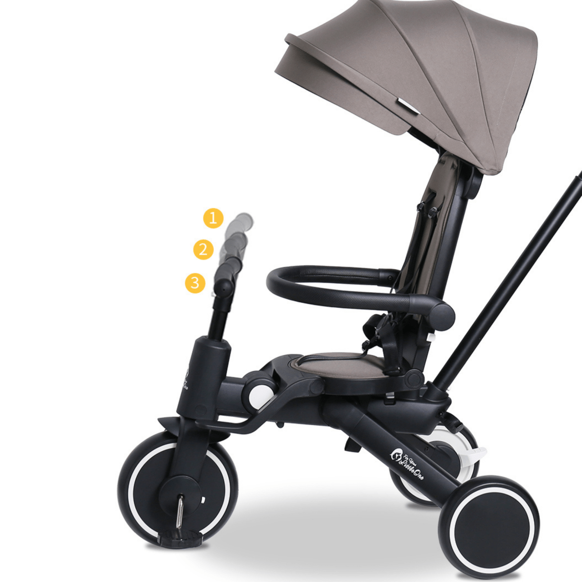 Foldable Trike 6 in 1 Kids Tricycle 10m to 4y Grey Olive Foryourlittleone