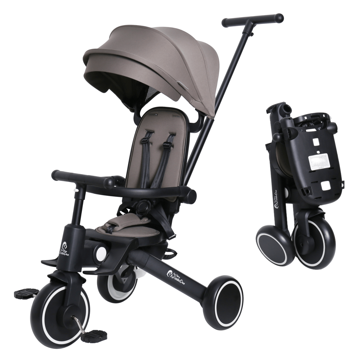 Baby stroller with detachable cup holder on a white background