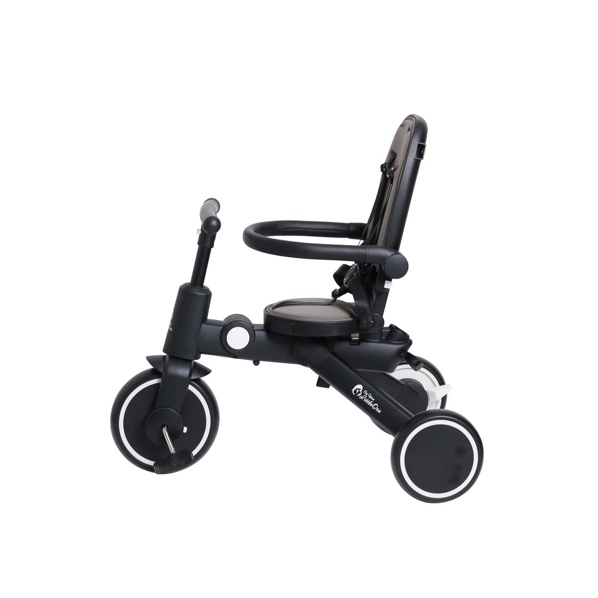 Black baby tricycle on a white background