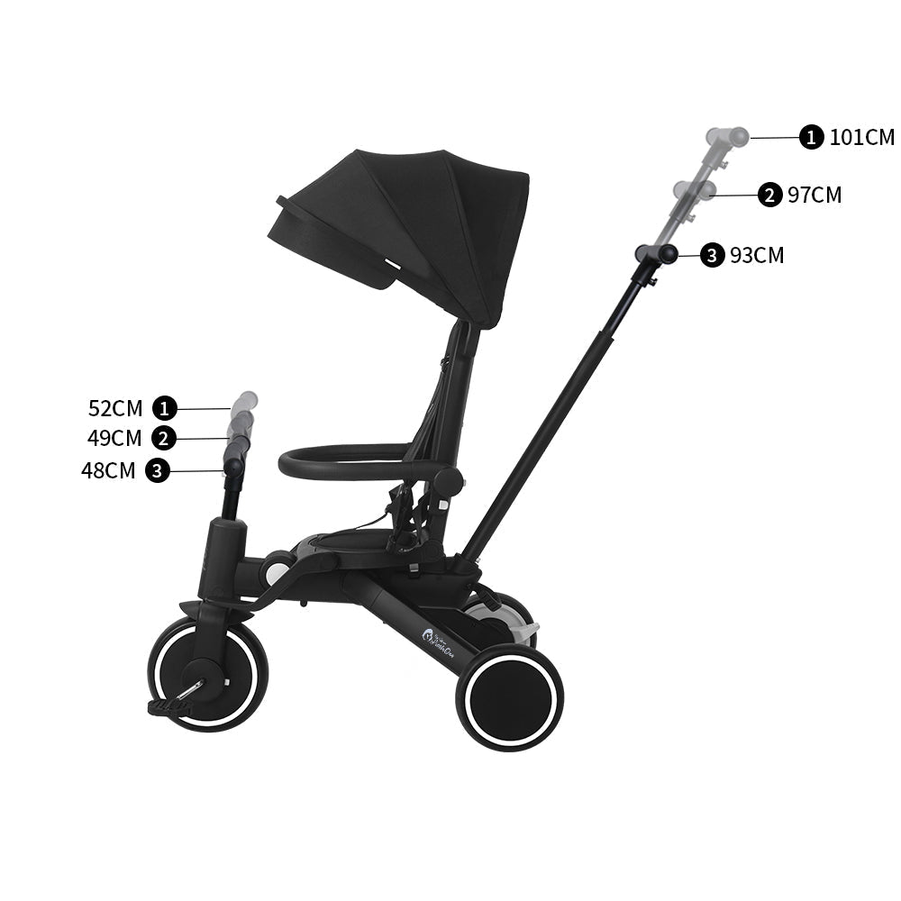 Foldable Trike 6 in 1 Kids Tricycle 10m to 4y Jet Black Foryourlittleone