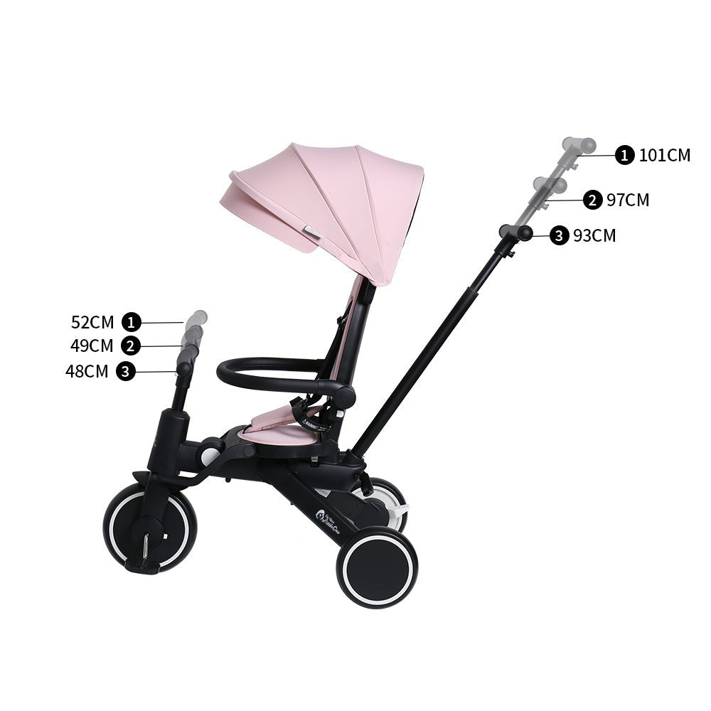 Foldable Trike 6 in 1 Kids Tricycle 10m to 4y Pastel Pink Foryourlittleone
