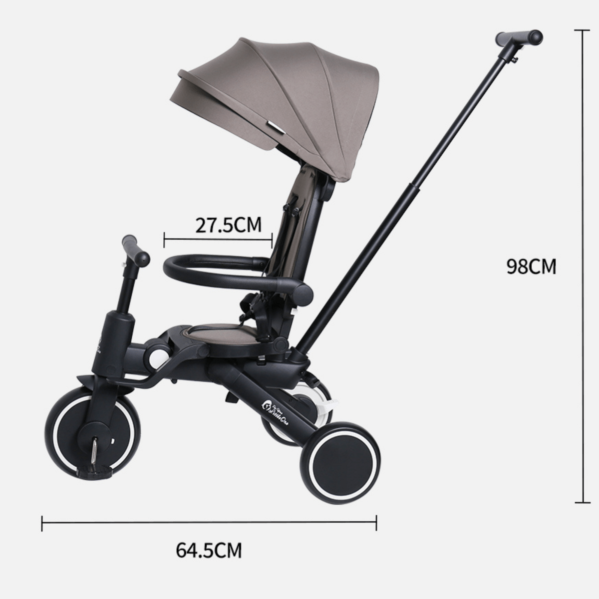 Foldable Trike 6 in 1 Kids Tricycle 10m to 4y Grey Olive Foryourlittleone