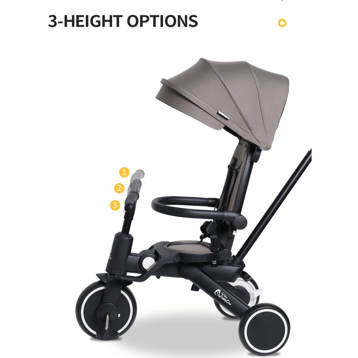 Foldable Trike 6 in 1 Kids Tricycle 10m to 4y Grey Olive Foryourlittleone