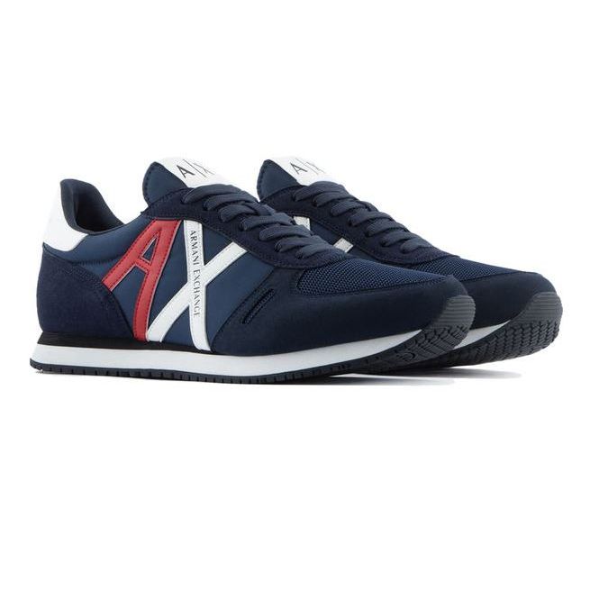 Armani Exchange Men's Rio Side Logo, Sneakers, Navy Blue, Size UK 8/EU 42 - Massive Discounts
