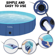 furrybaby Dog Pool, Durable Paddling Pool with Quick Drainage Hole Blue - Massive Discounts