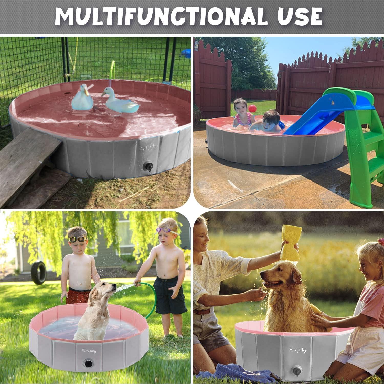 furrybaby Dog Pool, Durable Paddling Pool with Quick Drainage Hole, Foldable - Massive Discounts