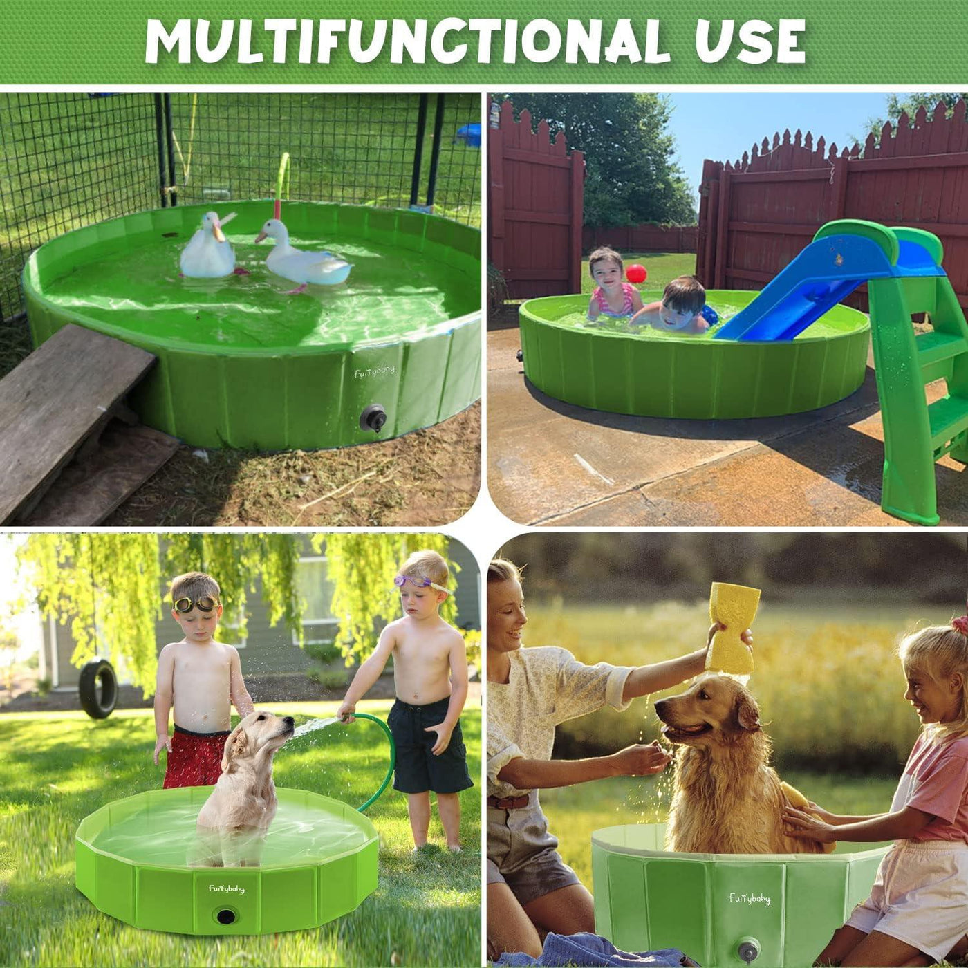 furrybaby Dog Pool, Durable Paddling Pool with Quick Drainage Hole, Foldable - Massive Discounts