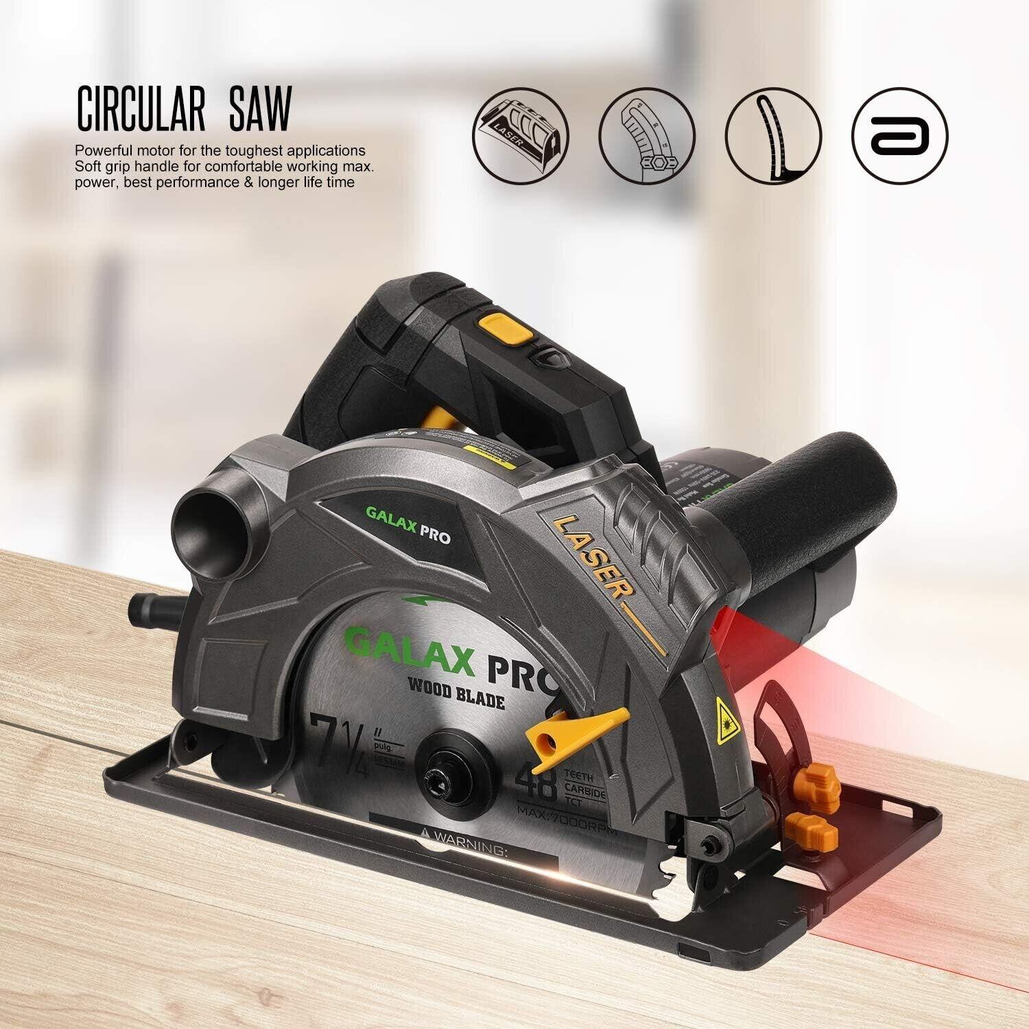 GALAX PRO Circular Saw, 1500W 5500 RPM, Bevel Angle (0 to 45°) - Massive Discounts