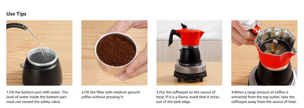 Stovetop Coffee Maker Italian Espresso Moka Pot Transparent Lid Red TWOMEOW