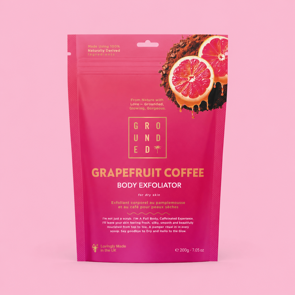 Coffee Body Scrub Grapefruit Exfoliating Dry Skin 200g Grounded Body