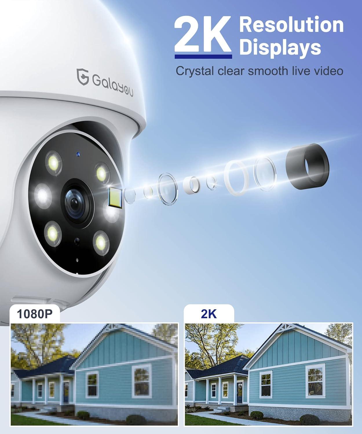 Home Security WiFi Camera with Color Night Vision 360° 2K GALAYOU - Massive Discounts