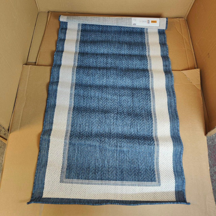 HomeArt Easy-Cleaning Outdoor Rug Durable 80x150 cm (Dark Blue Cream) - Massive Discounts