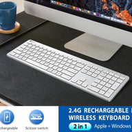 iClever IC-GK08 2.4ghz Wireless Keyboard for Windows 10 11 iOS White Silver - Massive Discounts