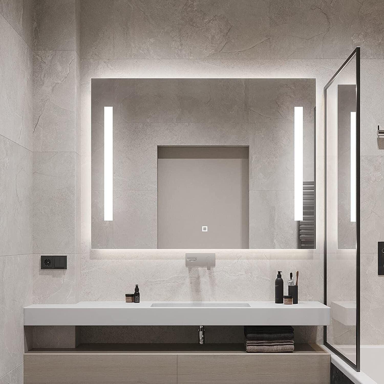 Illuminated Bathroom Mirror 60x80cm with Demister 4000K 24W 1680LM - Massive Discounts