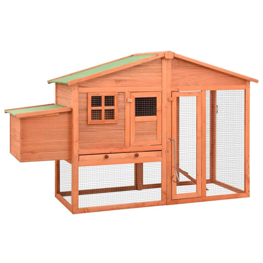 Chicken Coop with Nest Box Solid Fir Wood Roof Water-Resistant Fabric - Massive Discounts