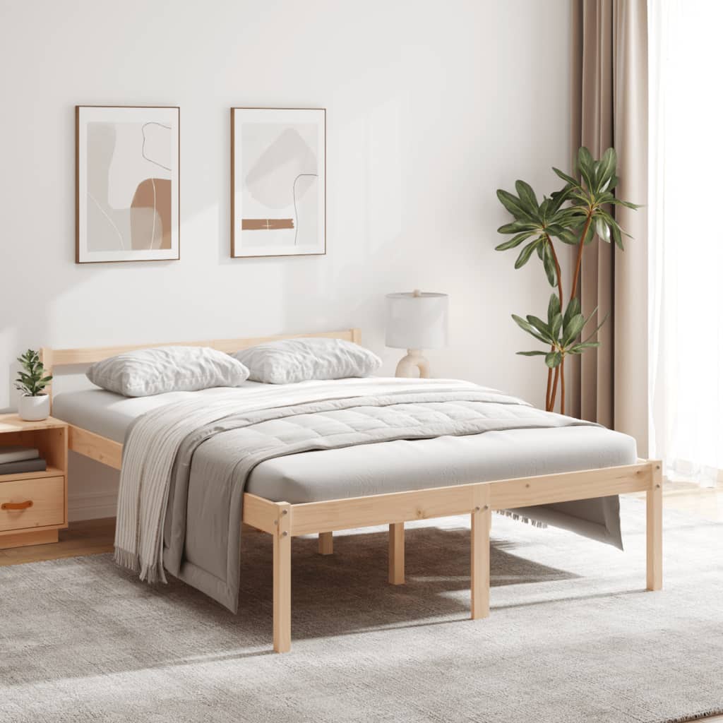 Senior Bed Frame 120x190 cm Small Double Solid Pine High Frame without Mattress