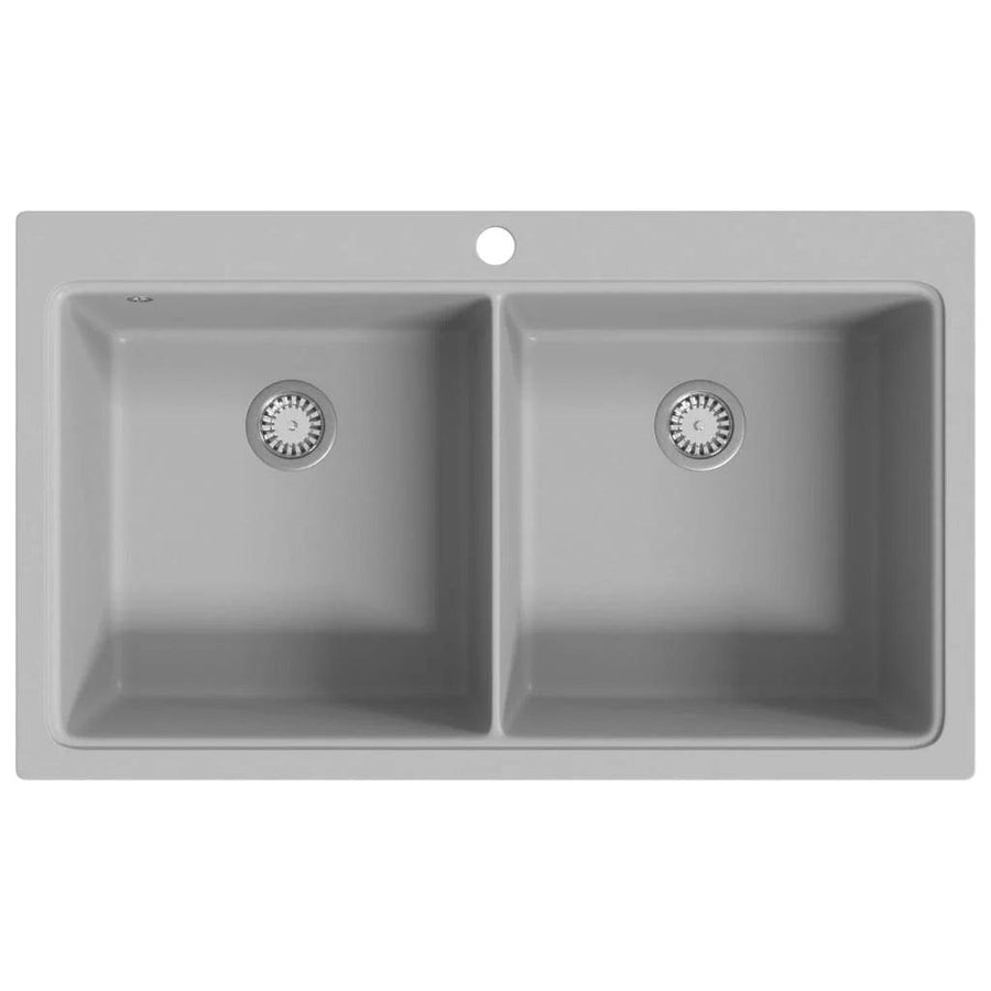 Overmount Kitchen Sink Double Basin Granite 86x51cm Scratch Resistant - Massive Discounts