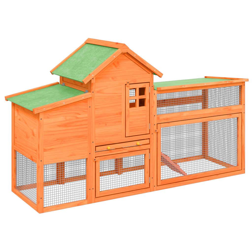 Chicken Coop Solid Wood Pine with Nesting box 186.5 x 58.5 x 113 cm - Massive Discounts