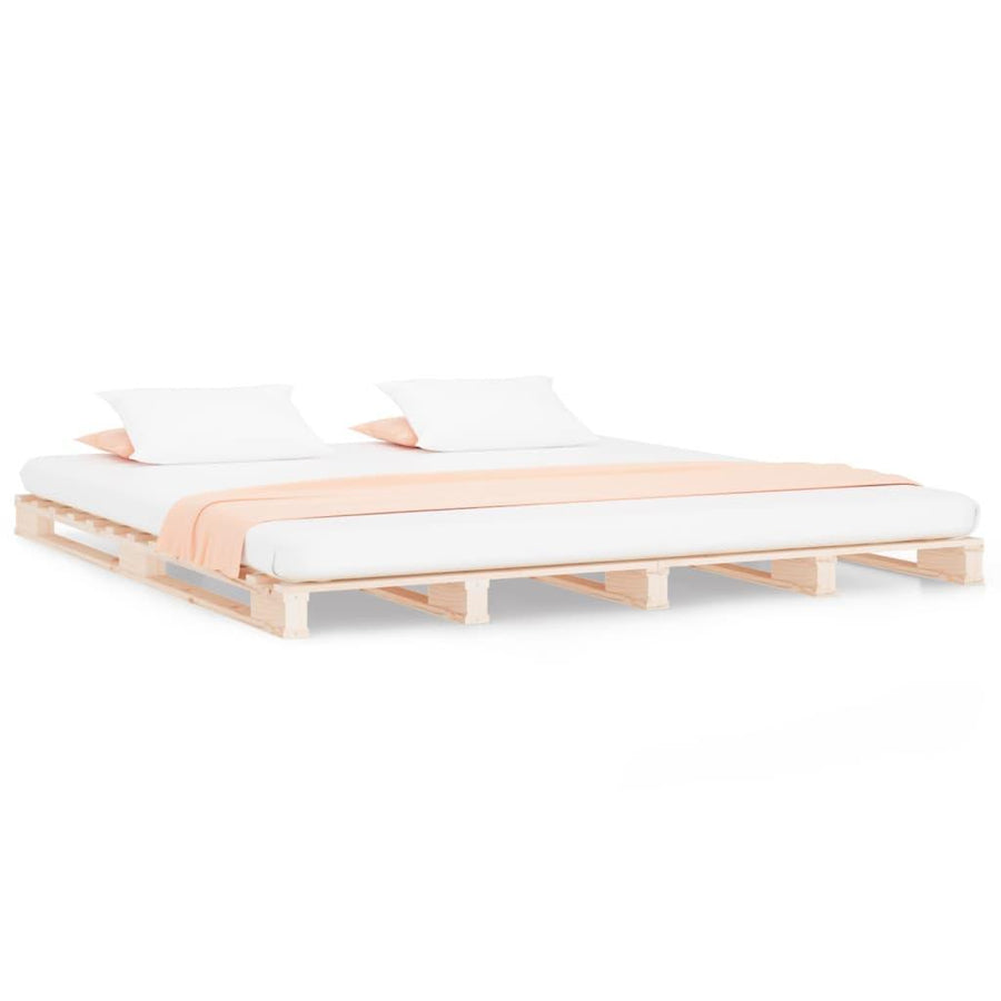 King Size Bed Solid Pinewood Pallet 150x200 cm (5FT King Size) - Massive Discounts