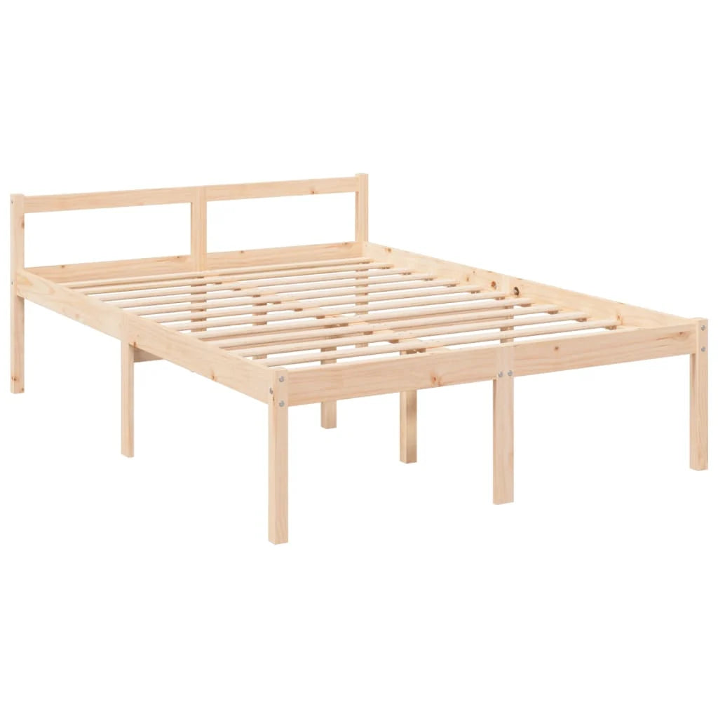 Wooden bed frame on a white background