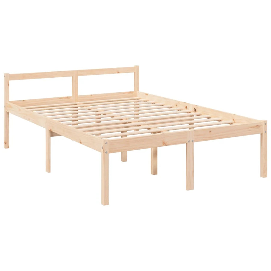 Wooden bed frame on a white background