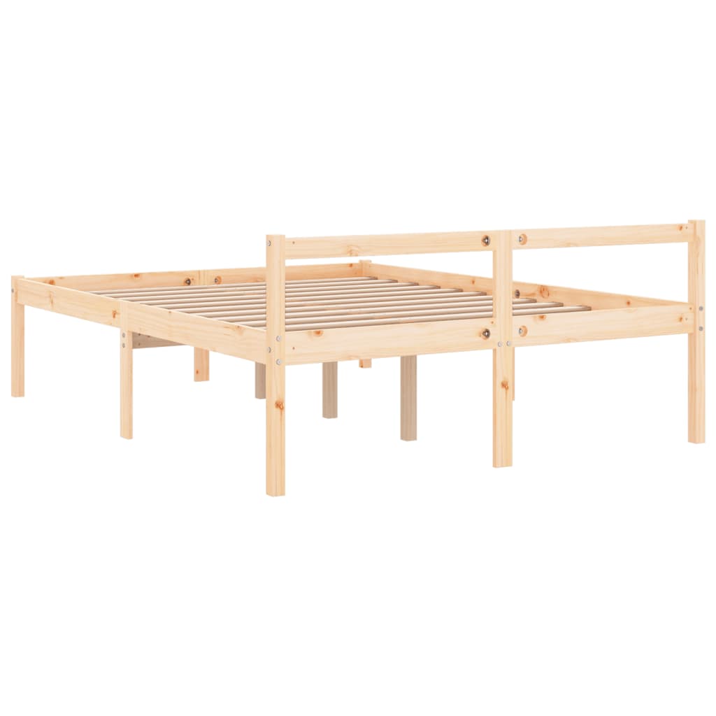 Senior Bed Frame 120x190 cm Small Double Solid Pine High Frame without Mattress
