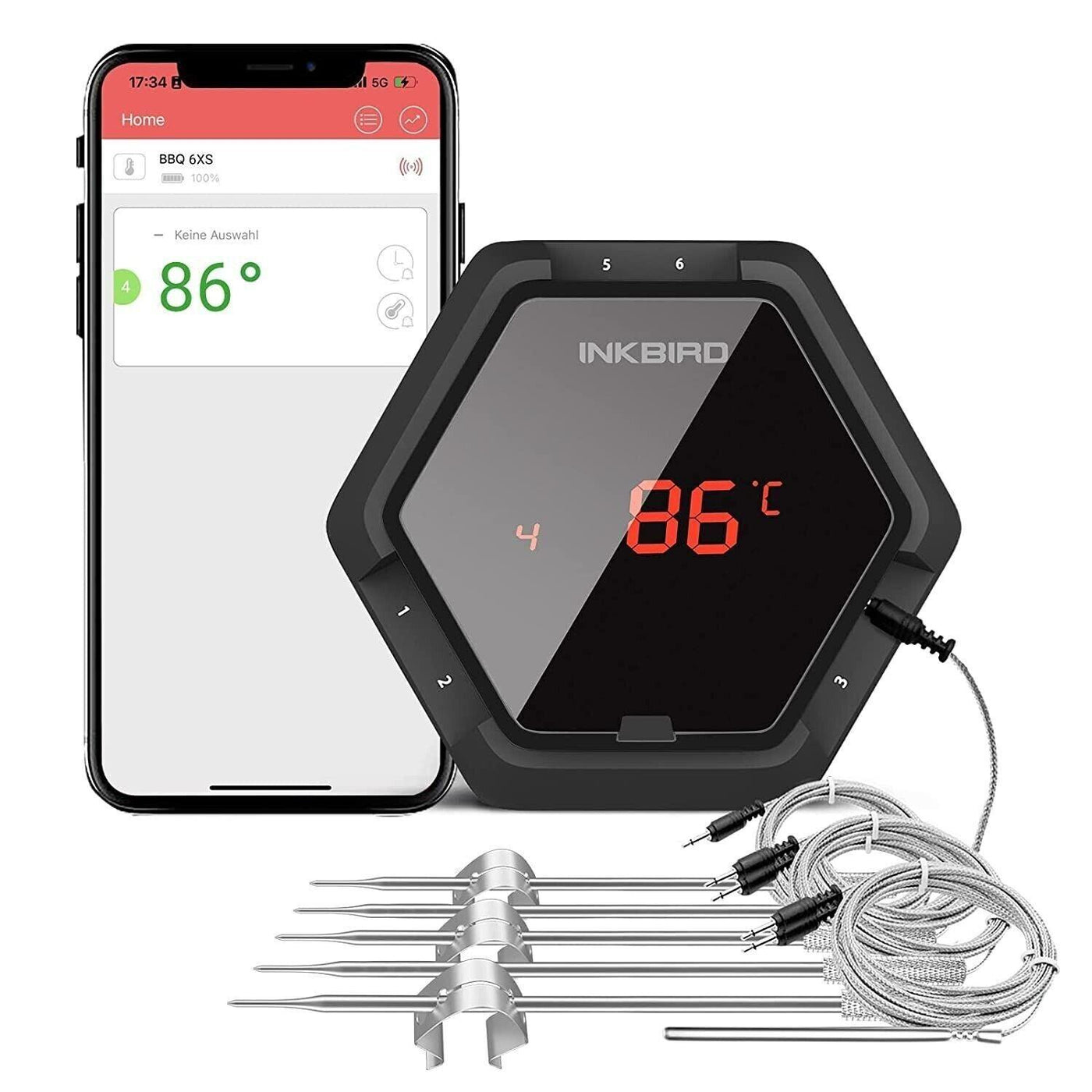 Inkbird IBT-6XS 150ft Bluetooth Wireless BBQ Thermometer with 1000mAh Li-Battery - Massive Discounts