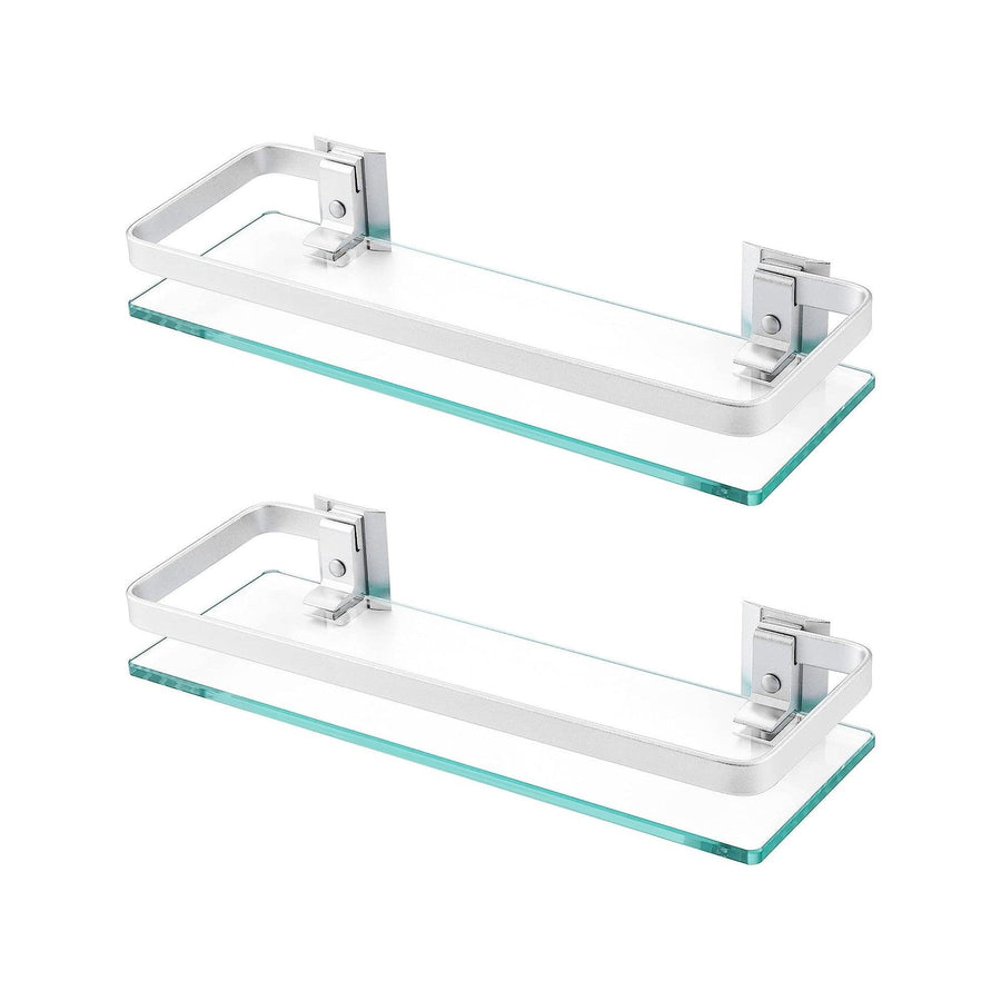 KES Bathroom Glass Shelf 2 Pack Extra Thick Aluminum Silver Wall Mounted - Massive Discounts