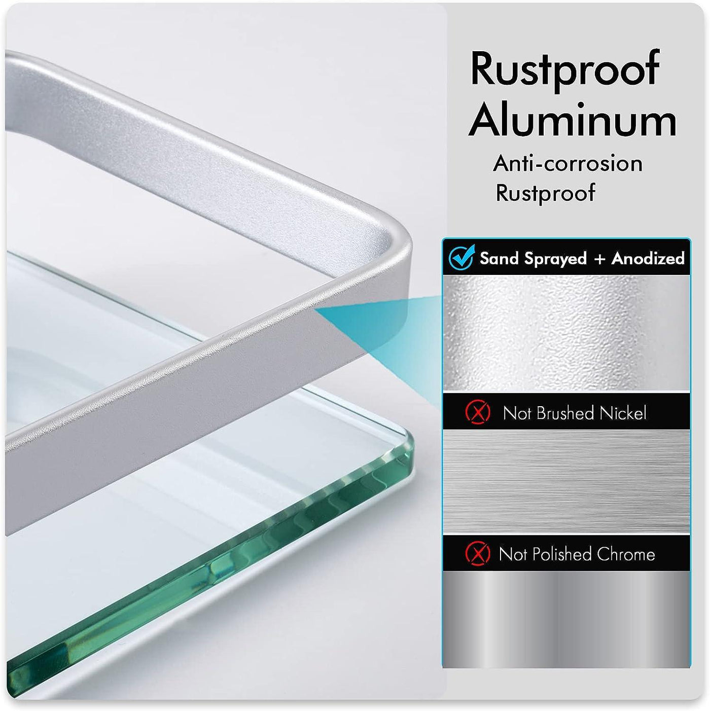 KES Glass Bathroom Shelf Wall Mounted Aluminum - Massive Discounts