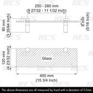 KES Glass Shelf 40CM Bathroom Shelf Wall Mounted, 8MM-Thick - Massive Discounts