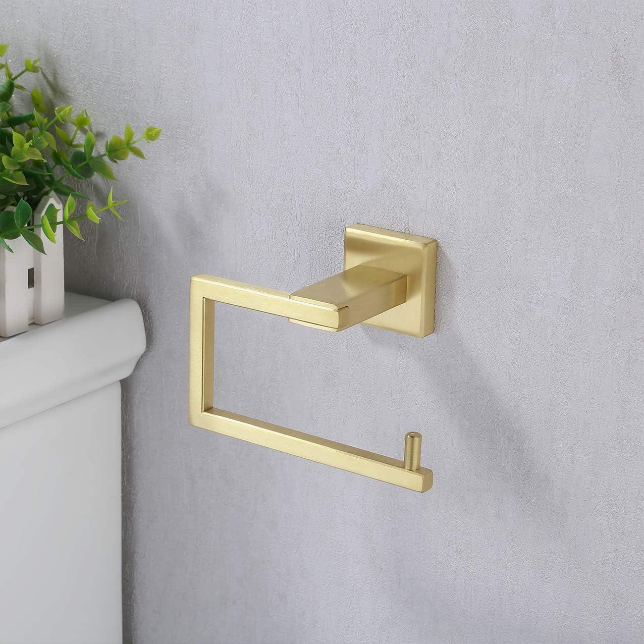 KES Toilet Roll Holder &Towel Ring Set Brushed Gold Wall Mounted - Massive Discounts
