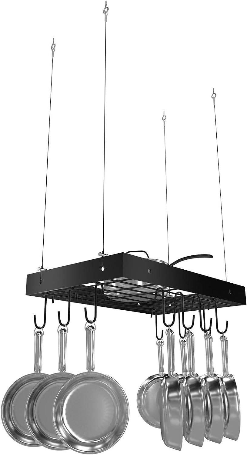 KES Hanging Pan Rack Kitchen Pot Rack Ceiling Pot Shelf with 10 Hooks - Massive Discounts