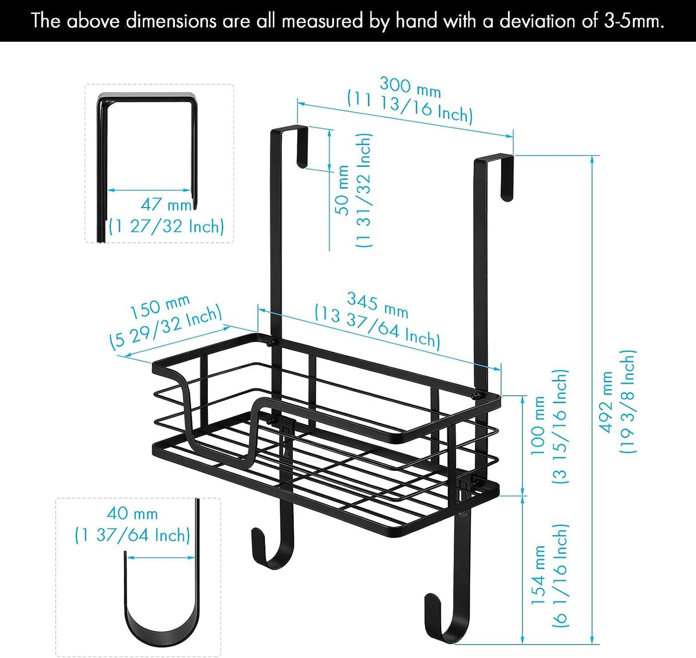 KES Ironing Board Hanger with Metal Basket and Adjustable Hooks, Over Door - Massive Discounts