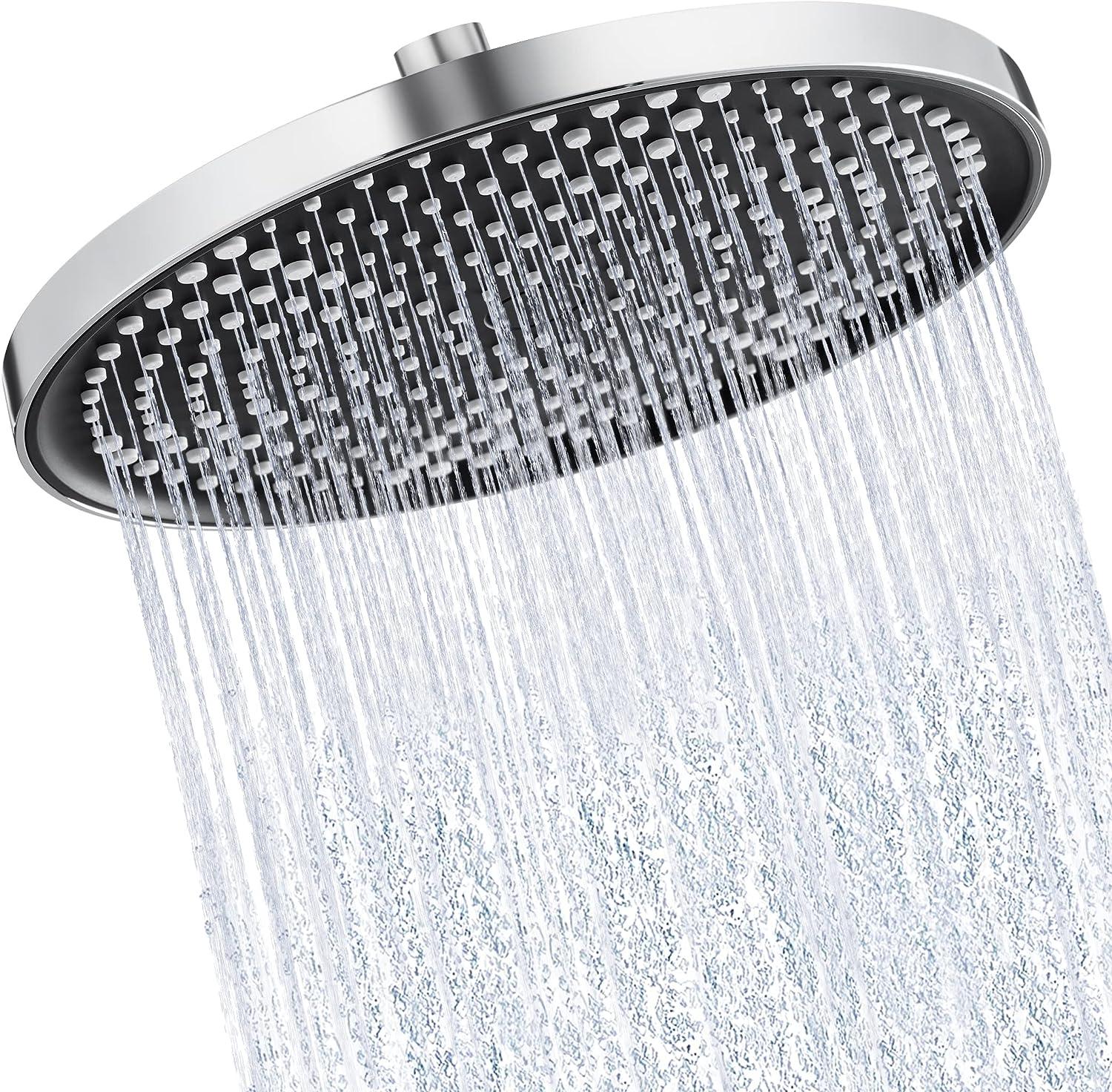 KES Shower Head 10 Inch Large Rainfall, Swivel Ball Joint Round Chrome - Massive Discounts