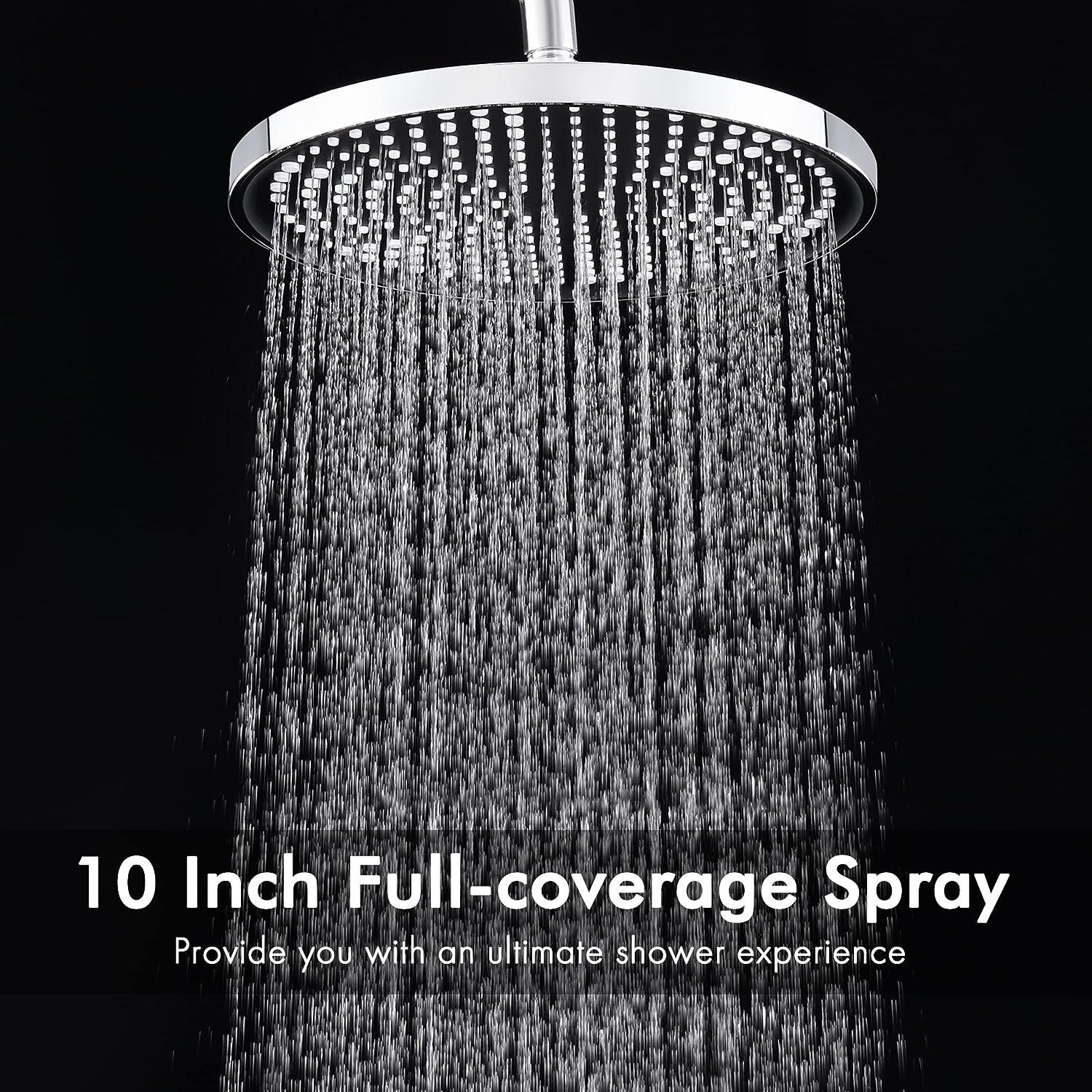 KES Shower Head 10 Inch Large Rainfall, Swivel Ball Joint Round Chrome - Massive Discounts