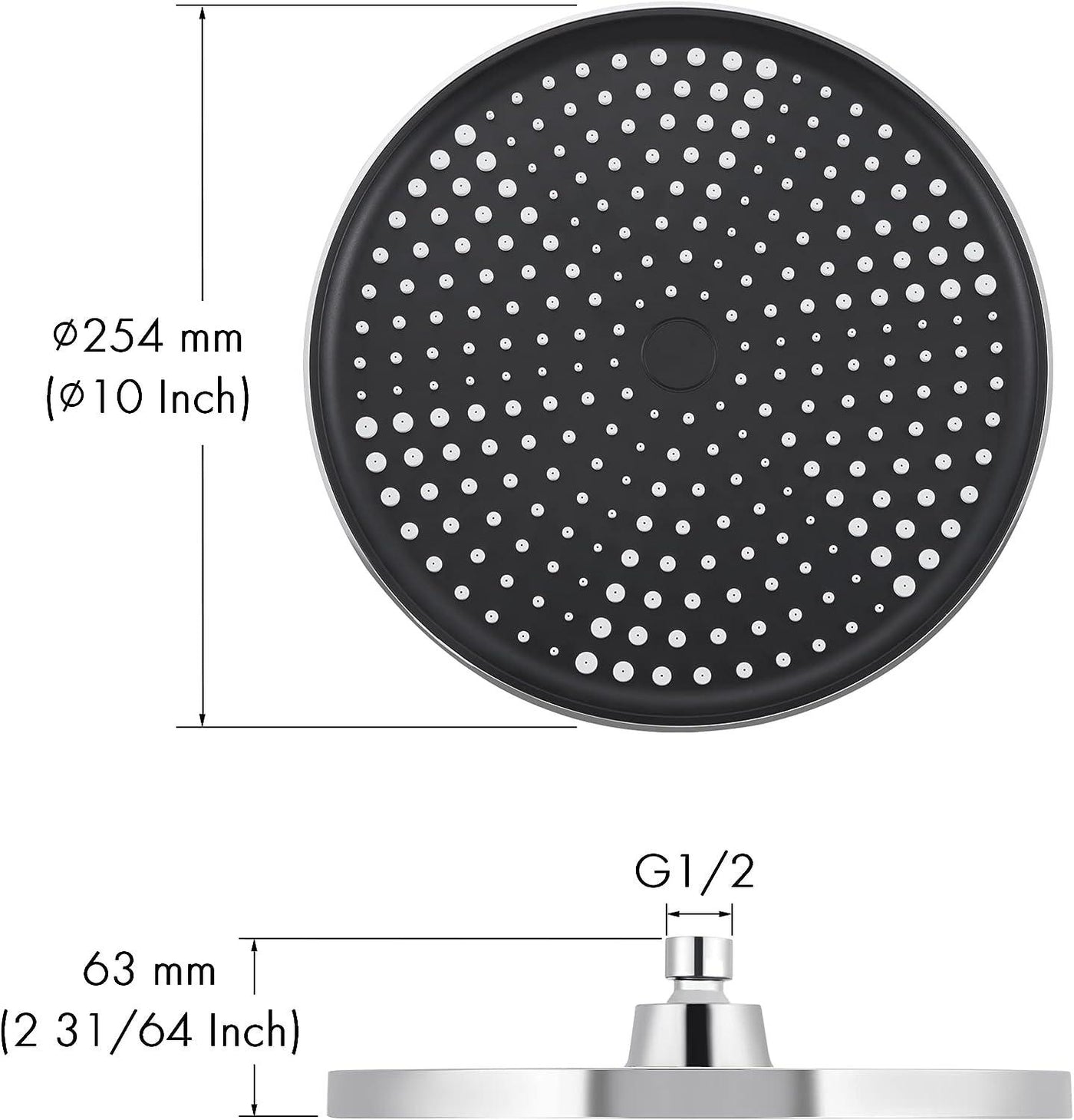 KES Shower Head 10 Inch Large Rainfall, Swivel Ball Joint Round Chrome - Massive Discounts